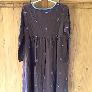 2/$12 or 4/$20 Lands’ end size 6 brown 100% cotton dress with blue deer pattern